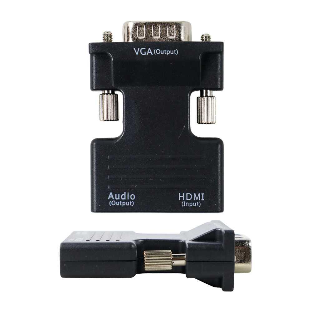 Adaptor Converter HDTV Female to VGA Male 1080P Audio Port - HV1002 - Black