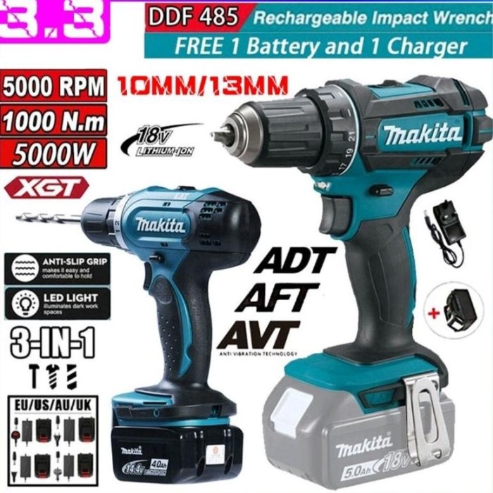 Produk Terbaru Makita Mesin Bor Baterai Dekwe Dk1048, 48V 13Mm Impact Drill Brushless