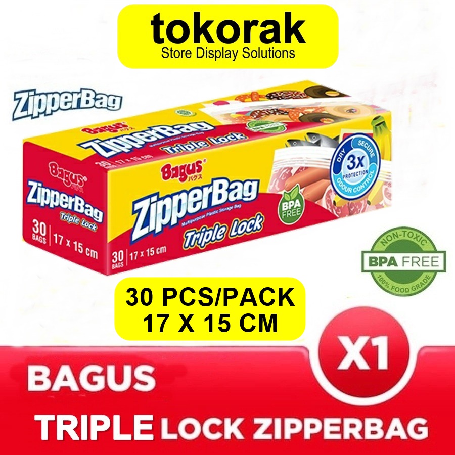 BAGUS ZIPPERBAG TRIPLE LOCK 30'S 17 X 15 CM ZIPLOCK ZIPPER BAG