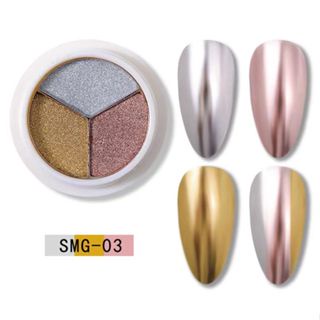 3COLORS SOLID MIRROR POWDER CHROME / DONUT GLAZE AURORA CHROME