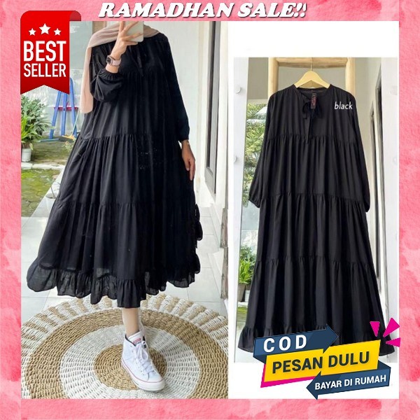 Alvi Dress Abaya Hitam Abaya Turkey Abaya Hikmat Kw Premium Terbaru Gamis Terbaru Lebaran 2023 Bahan