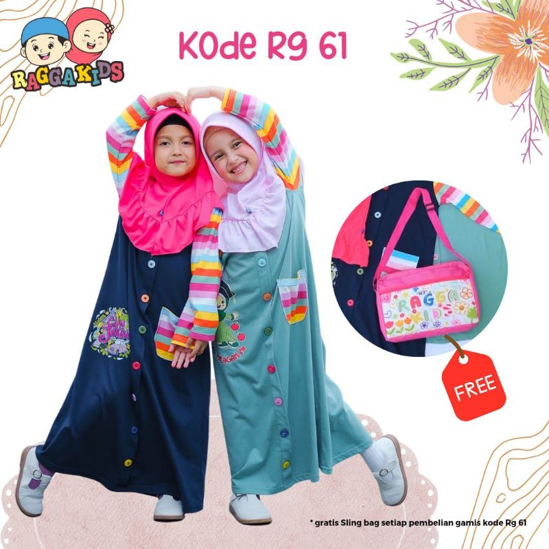 Gamis Anak Perempuan RAGGAKIDS rg 61(2 - 11 thn) baju muslim anak perempuan viral syar'i setelan ana