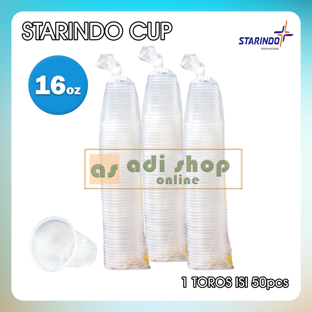 

2Xbtygneal Sakha Snack ) Gelas Cup Plastik Datar Starindo 16Oz Tebal 7Grm Karton Isi 1000Pcs