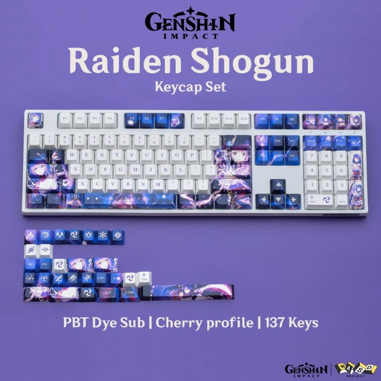 Keycaps Genshin Impact Raiden Shogun 104+32 Cherry MX PBT Dye-subbed