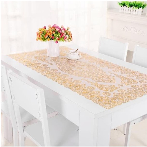 Taplak Meja Ruang Tamu Plastik PVC Tahan Air Oilproof Cover Meja Table Mat Besar