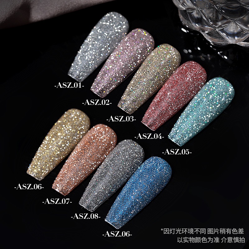 [ORIGINAL] 2023 AS PREMIUM UV GEL POLISH GLITTER GEL POLISH REFLECTIVE 15ML | DIAMOND BROKEN DRILL NAIL FLASH GEL POLISH / kutek gel sinar flash glitter/UV GEL POLISH