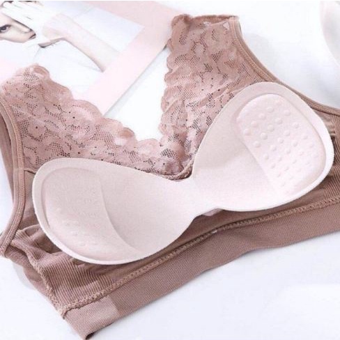 Bra Wanita V Neck Brukat Tanpa Kawat Kode B900