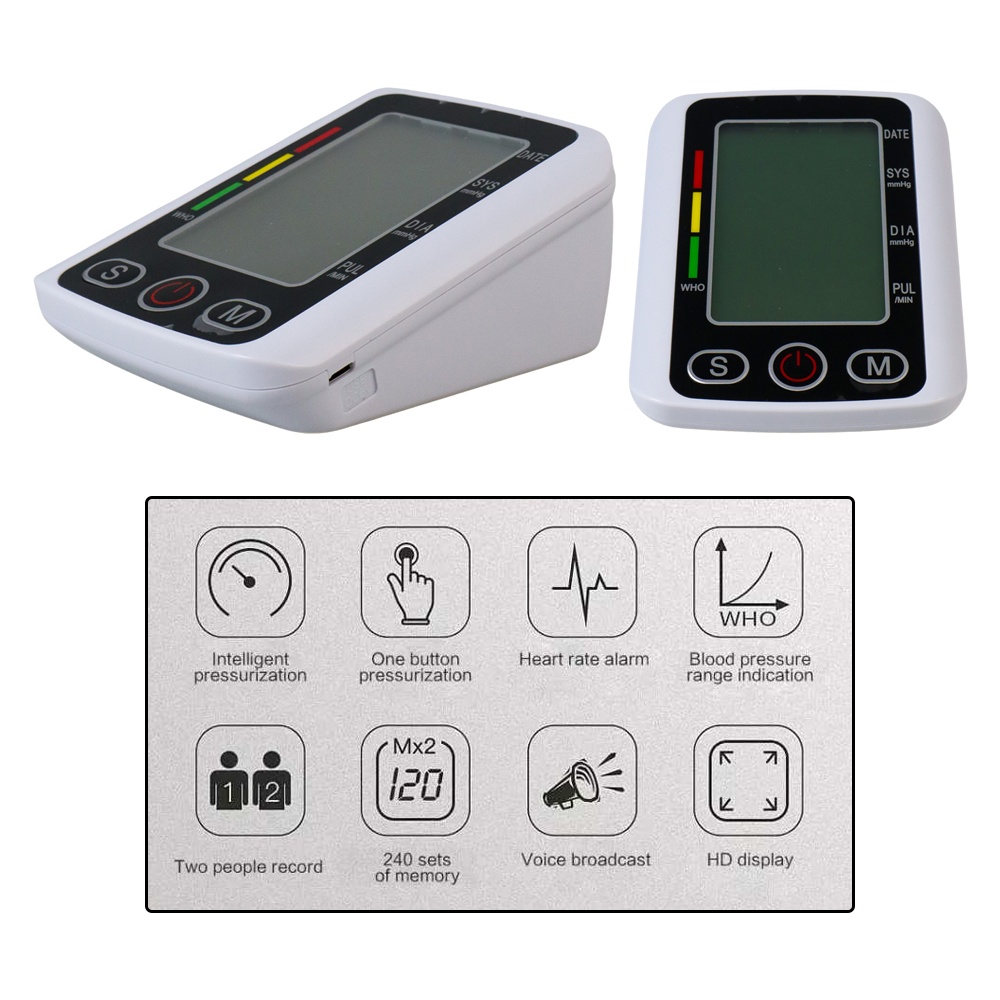 Pengukur Tekanan Darah Tensimeter Digital Sphygmomanometer Large LCD with Voice - BW-750 - White