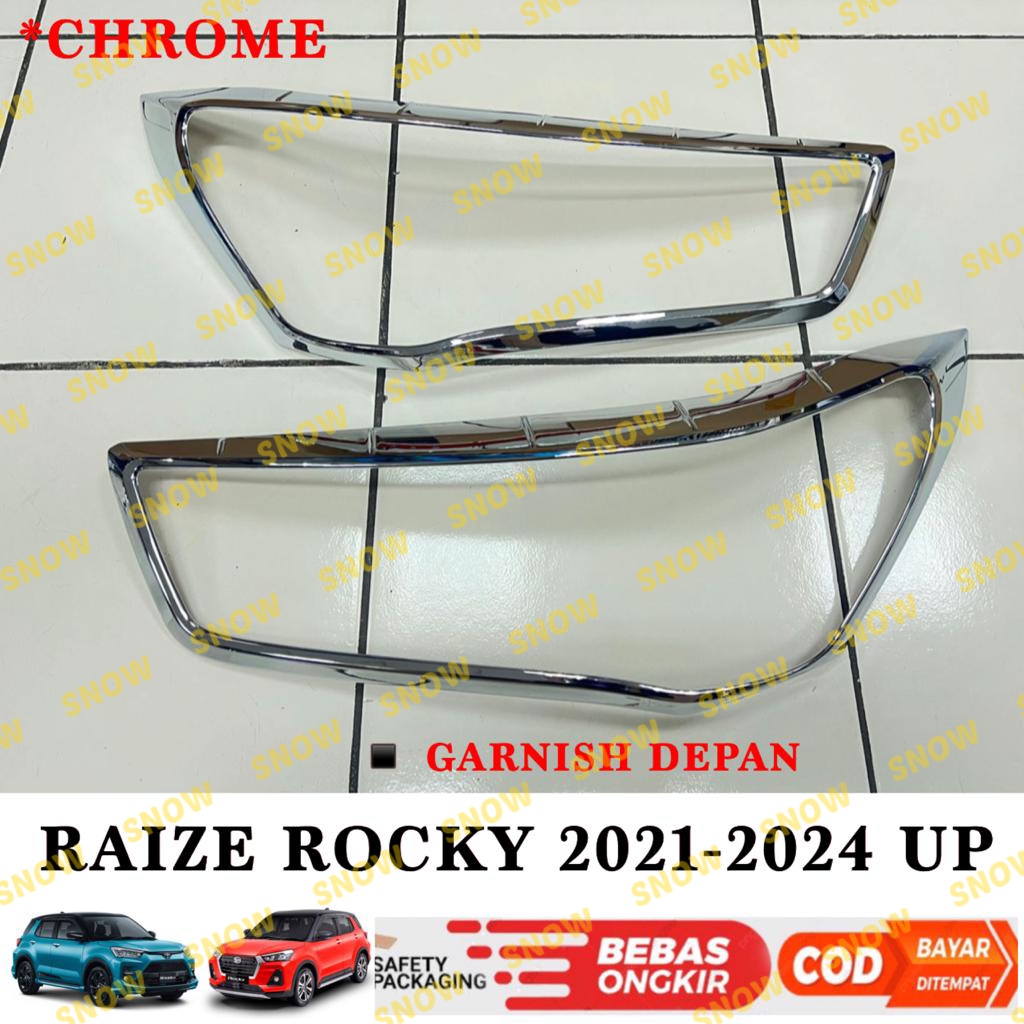 Garnish Lampu Depan Raize Rocky 2021 2023 2024 Up Chrome Hitam