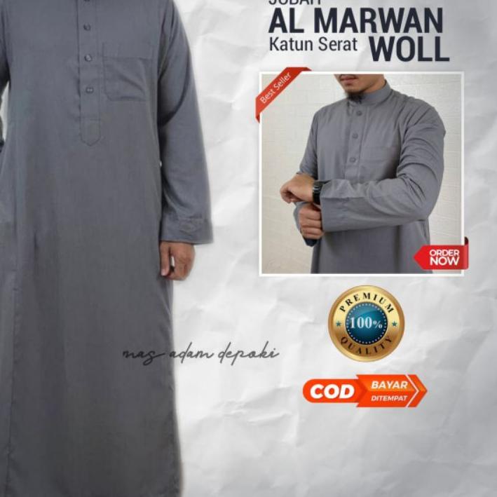 【Terbaik..【 BISA  JUBAH GAMIS AL MARWAN serat WOLL LENGAN POLOS KANCING BIASA PREMIUM TEARU GROSIR J