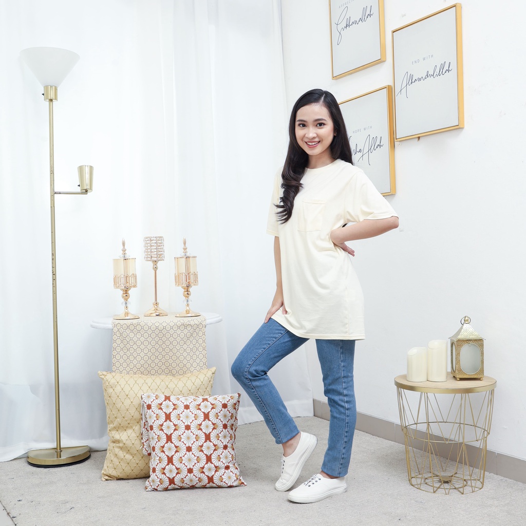 Kaos Polos Katun Bambu 30s Premium - Cream