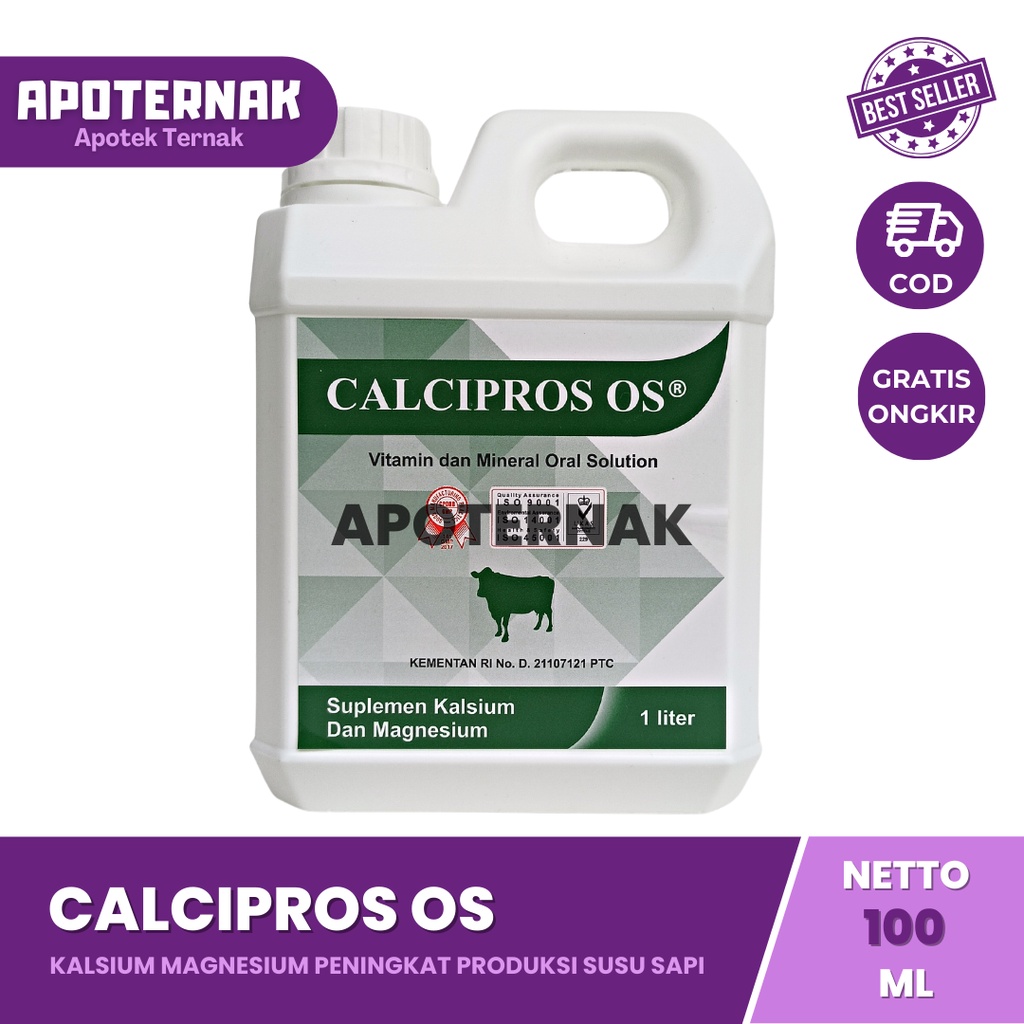 CALCIPROS OS 1 Liter | Meningkatkan Produksi Susu Sapi | Suplemen Kalsium Magnesium Vitamin D3 Untuk Sapi Bunting dan Laktasi | Mirip Calcidex Oral