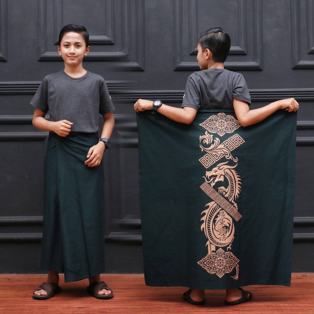 Sarung batik Anak SD/SMP Kang Santri- Sarung Batik Santri Motif Naga