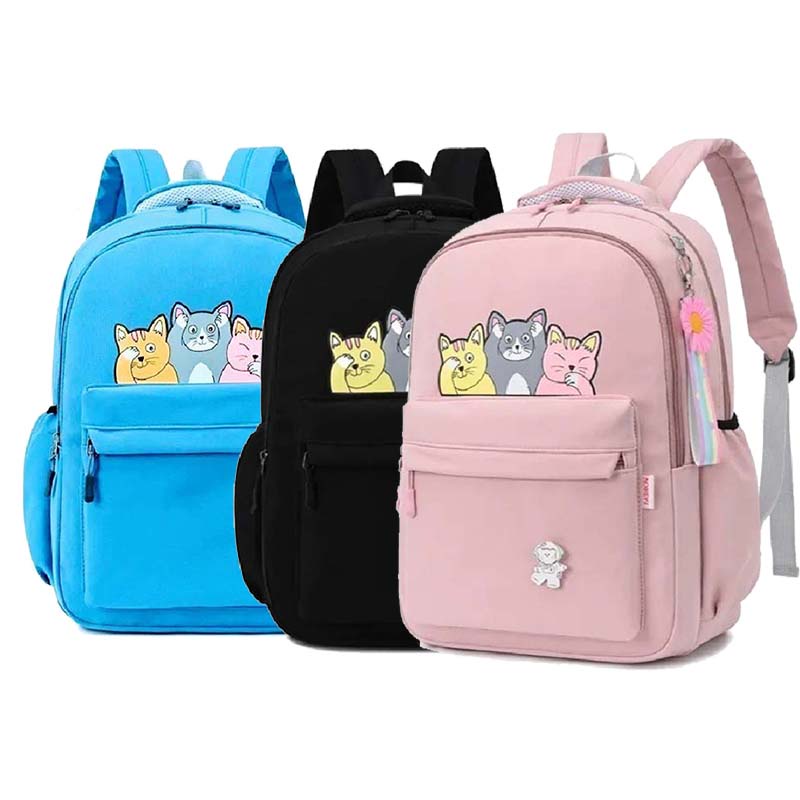 Tas Ransel trio cat Backpack Unisex School Bag with cute cat Design SD SMP SMA