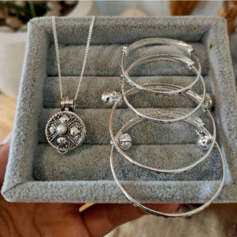 set perhiasan 3 bulanan perak 925