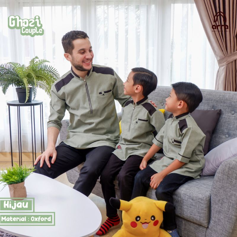 Arra Baju Koko Couple Kurta Pakistan Ayah Dan Anak Laki Laki Lengan Pendek Ghazi Original Premium Baju Muslim Pria