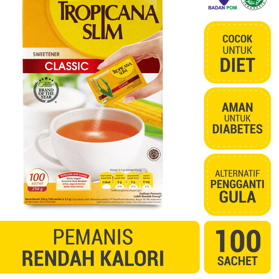 

Termurah✔️✔️Tropicana Slim Sweetener Classic 100 sachet - Pemanis untuk Bantu Batasi Gula