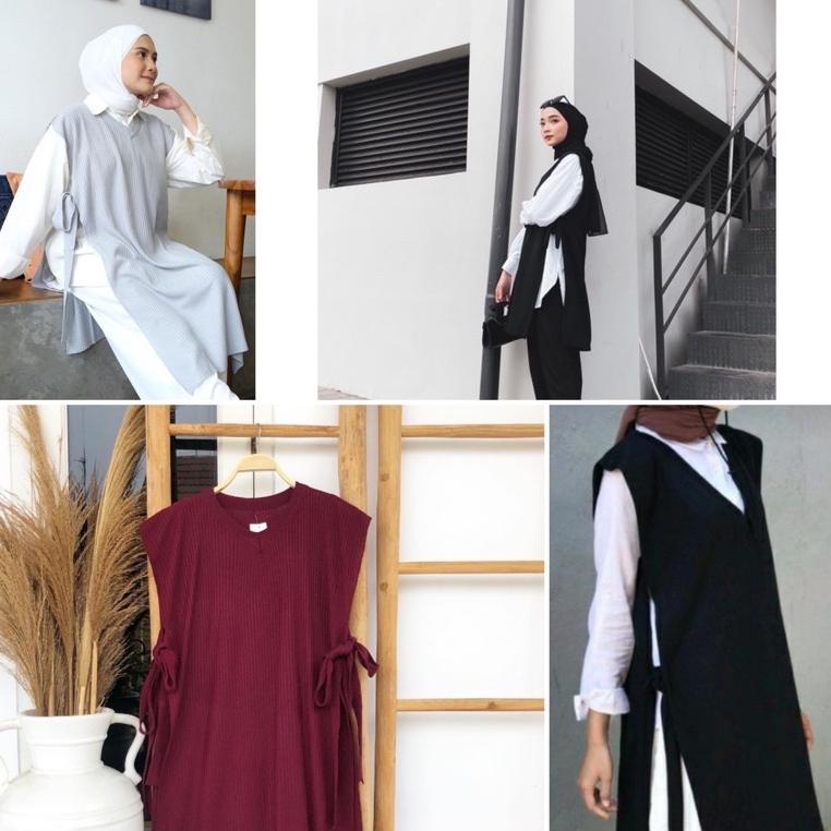 SIAP KIRIM Rompi Tali Long Tunik / Vest Knit Tunik Rajut Wanita