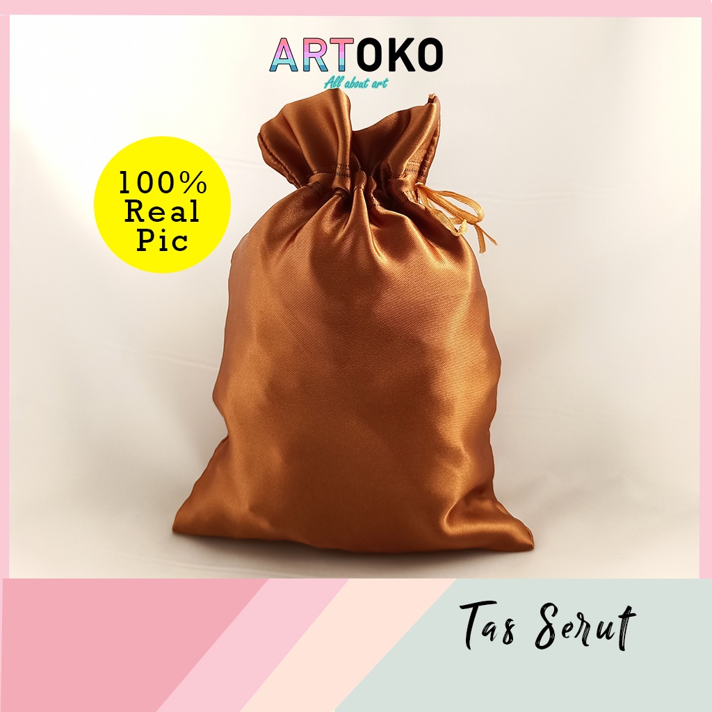 

Tas serut Satin kantong kantung bag pouch kado souvenir aksesoris 40x30cm