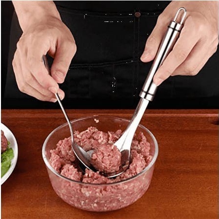 Alat Pembuat Bakso Stainless / Bantu Cetak Bakwan Cetakan Bakso Sendok Bakso Anti Lengket  / Sendok Pembuat Bakso Mudah dan Praktis / Meat Mold Hand Press Meatball