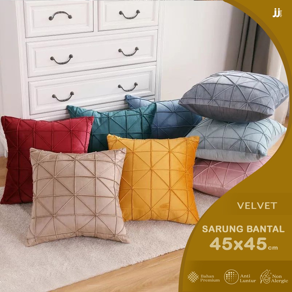 SARUNG BANTAL SOFA VELVET QUILTED POLOS 45X45 CM PQ