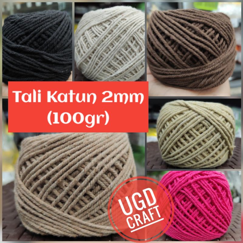 Tali Katun 2mm (100gram) / Tali Rajut