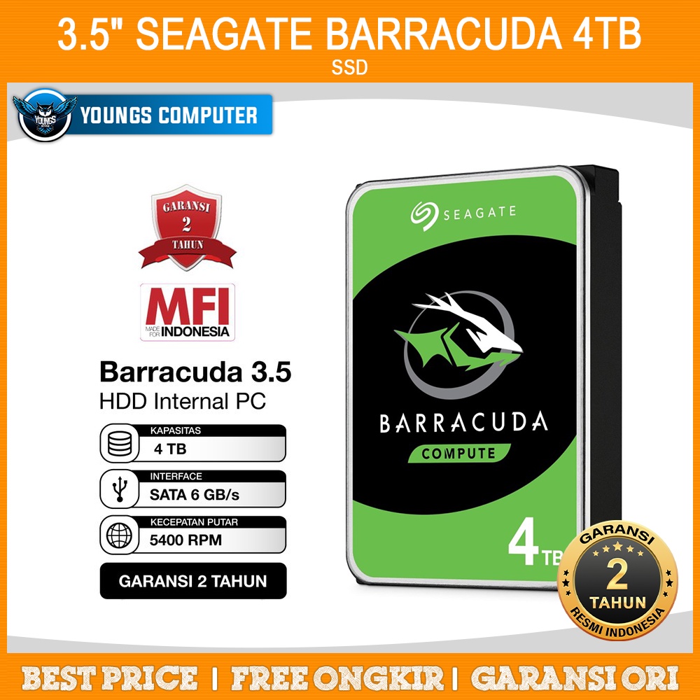 HARDDISK SEAGATE Barracuda 4TB | HDD 3.5&quot; MFI Resmi 2thn