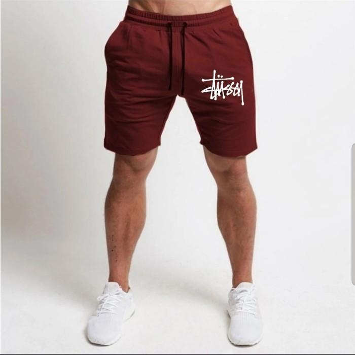 Celana Pendek Santai Stussy Pria Original Olah Raga/Gym/Lari/Sport