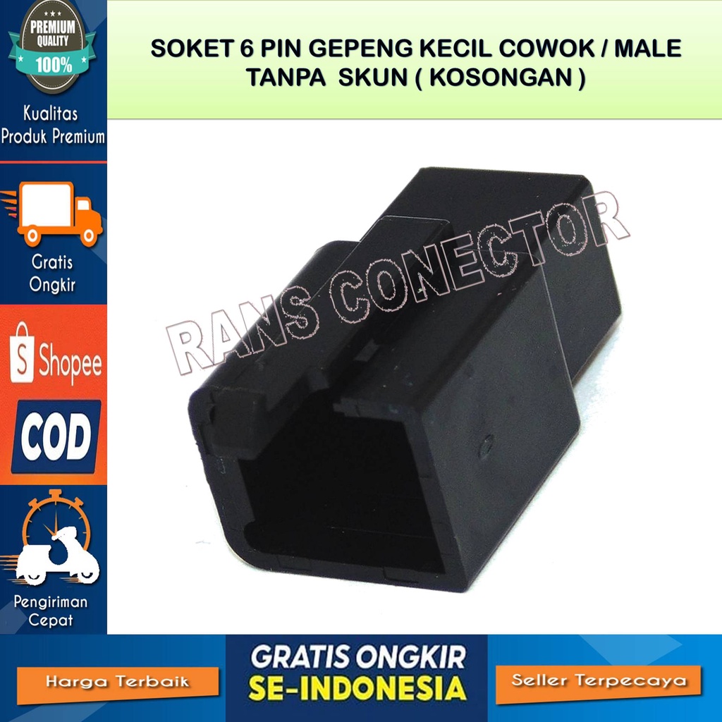 SOKET 6 PIN MALE HITAM SOKET KABEL 6 PIN HITAM SOKET 6 PIN GEPENG KECILBAHAN NILON TAHAN PANAS