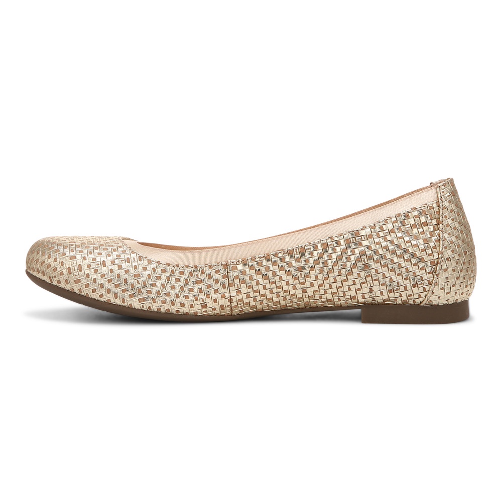 Vionic Anita Gold Flat Shoes Wanita