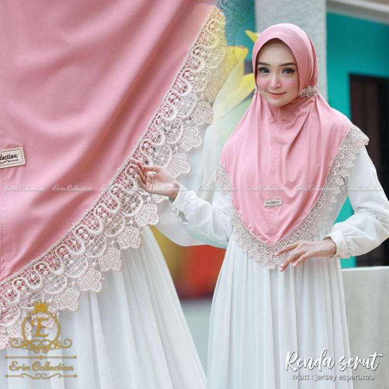 JILBAB RENDA SERUT BELAKANG JERSEY ESPERANZA ORIGINAL BY ERIN COLLECTION ▪ HIJAB INSTAN PET ANTEM RE