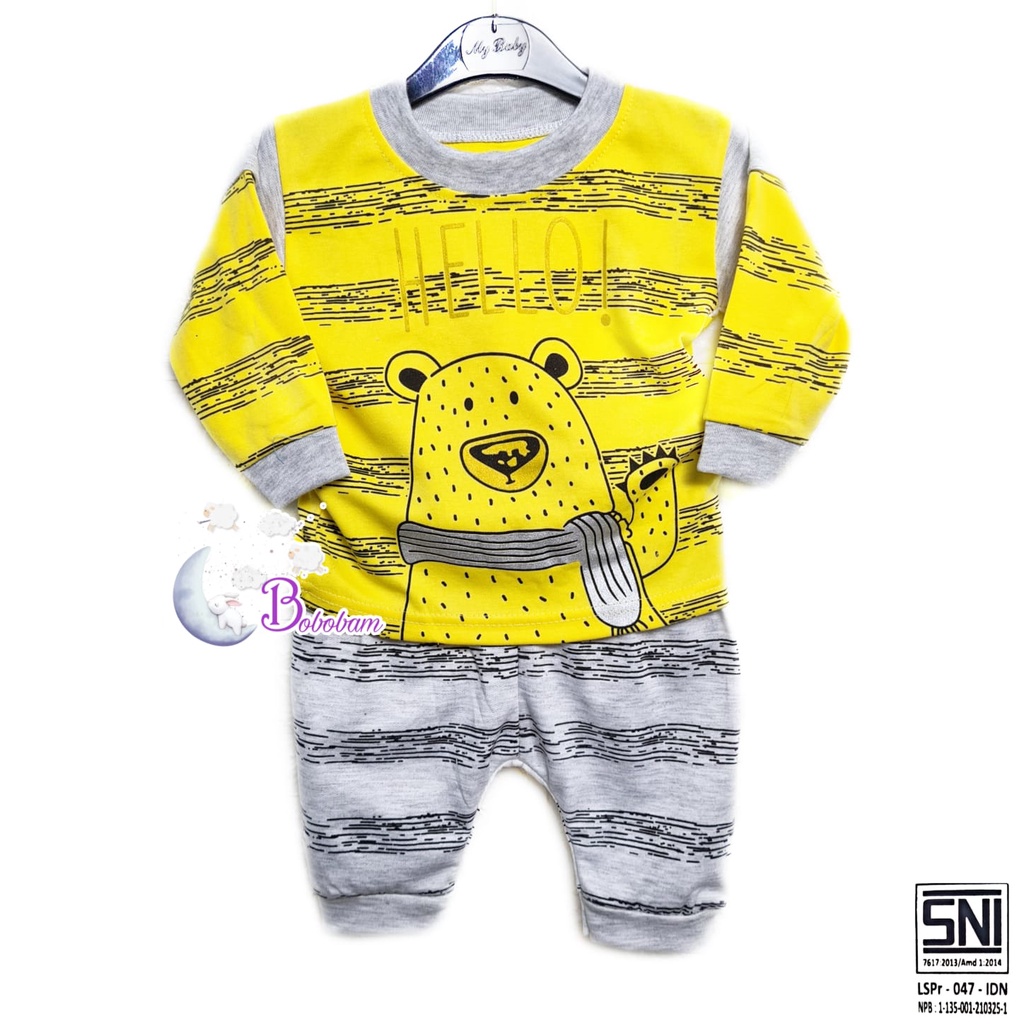 BOBOBAM BAJU BAYI LAKI LAKI SETELAN ANAK COWO LUCU STELAN COWOK 6 12 BULAN KEREN TRENDY KEKINIAN BEAR TANGAN PANJANG