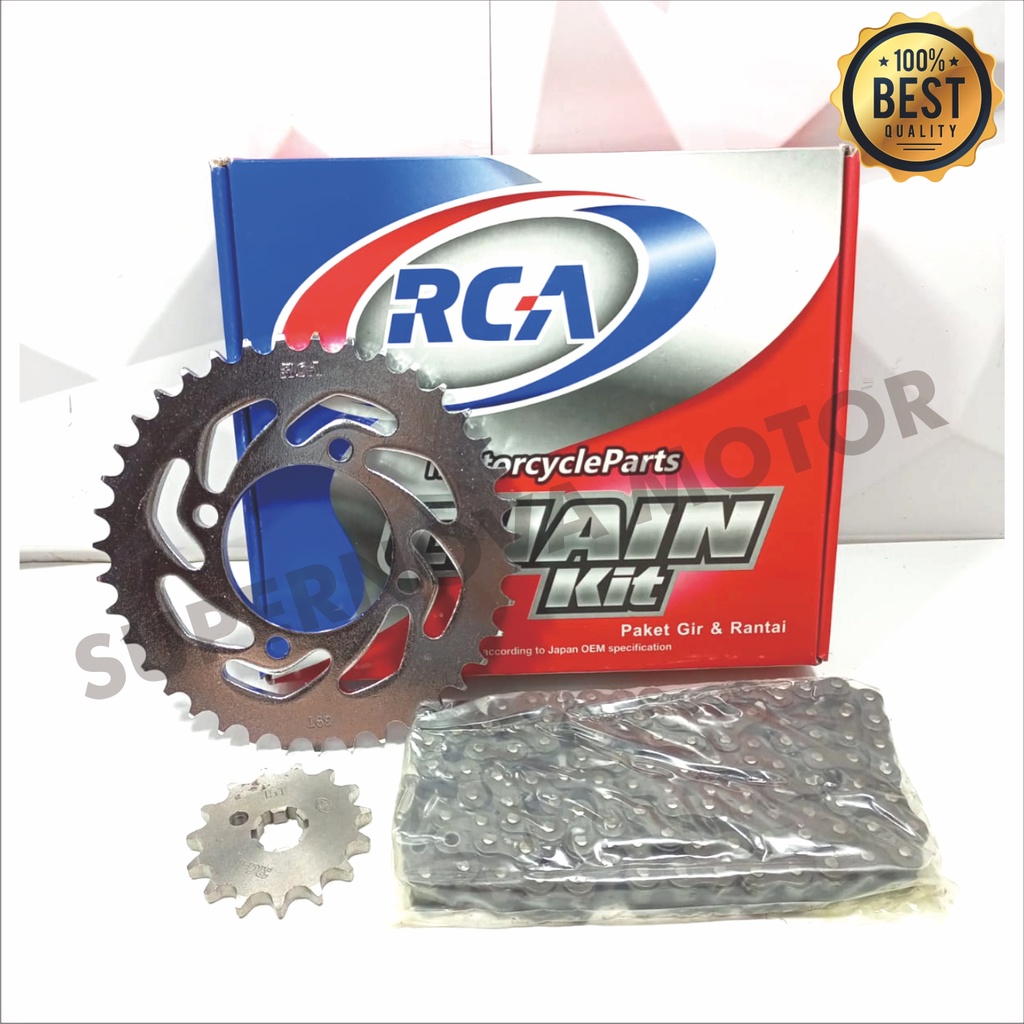 GIR PAKET GEAR SET RCA CHAIN KIT JUPITER MX 135CC PAKET RANTAI RODA MERK RCA