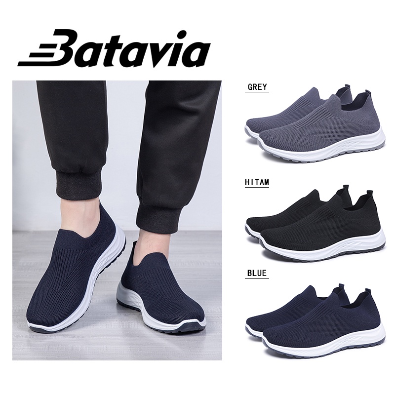 Batavia impor sepatu Pria rajut sepatu olahraga pria  sepatu hitam  Sepatu Pria Sport men Sneakers kanvas fashion lebih ringan lebih tahan lama B31