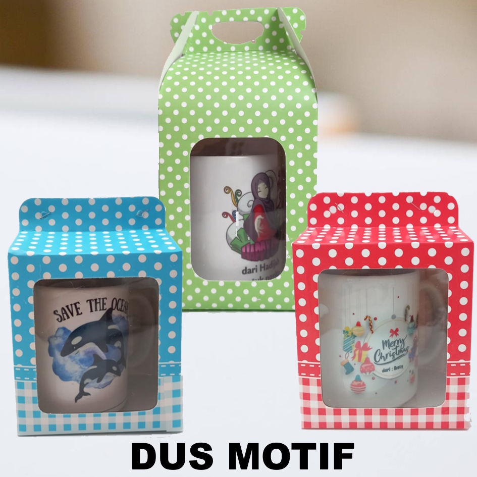 Packaging Dus Motif Untuk  Mug Keramik Standar / Mug Bunglon / Mug Dalam Warna / Mug Couple