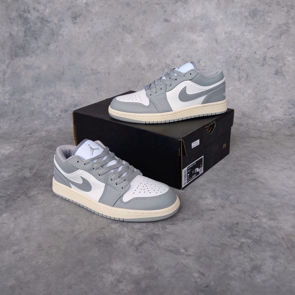 Sepatu Nike Air Jordan 1 Low Vintage Grey BNIB Premium Original Vietnam Bonus Kaos Kaki Packing Bubb