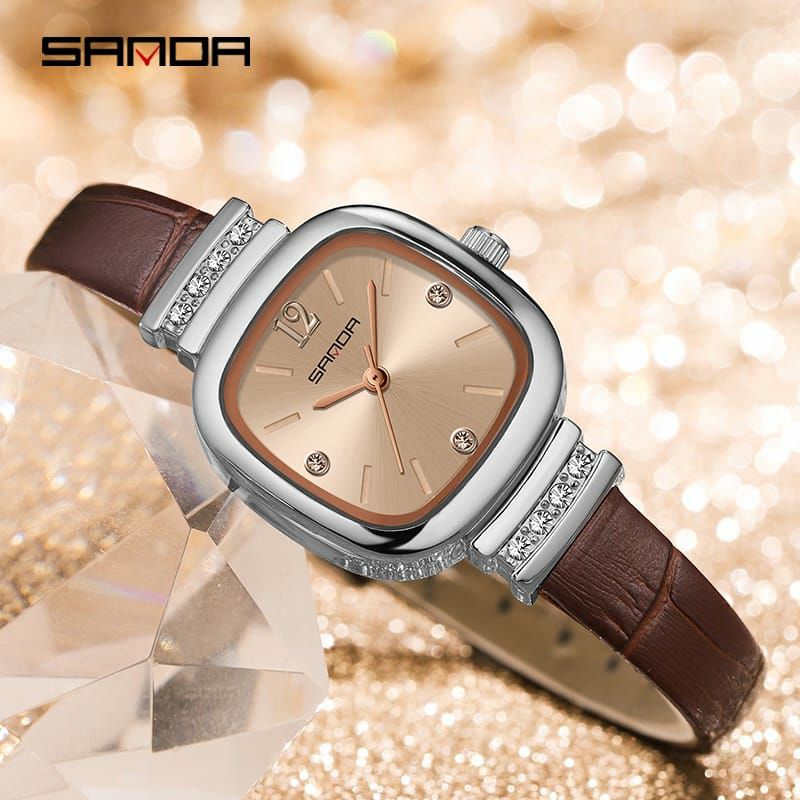 Jam Tangan SANDA 7052 Jam Tangan Wanita Analog Tali Kulit Quartz