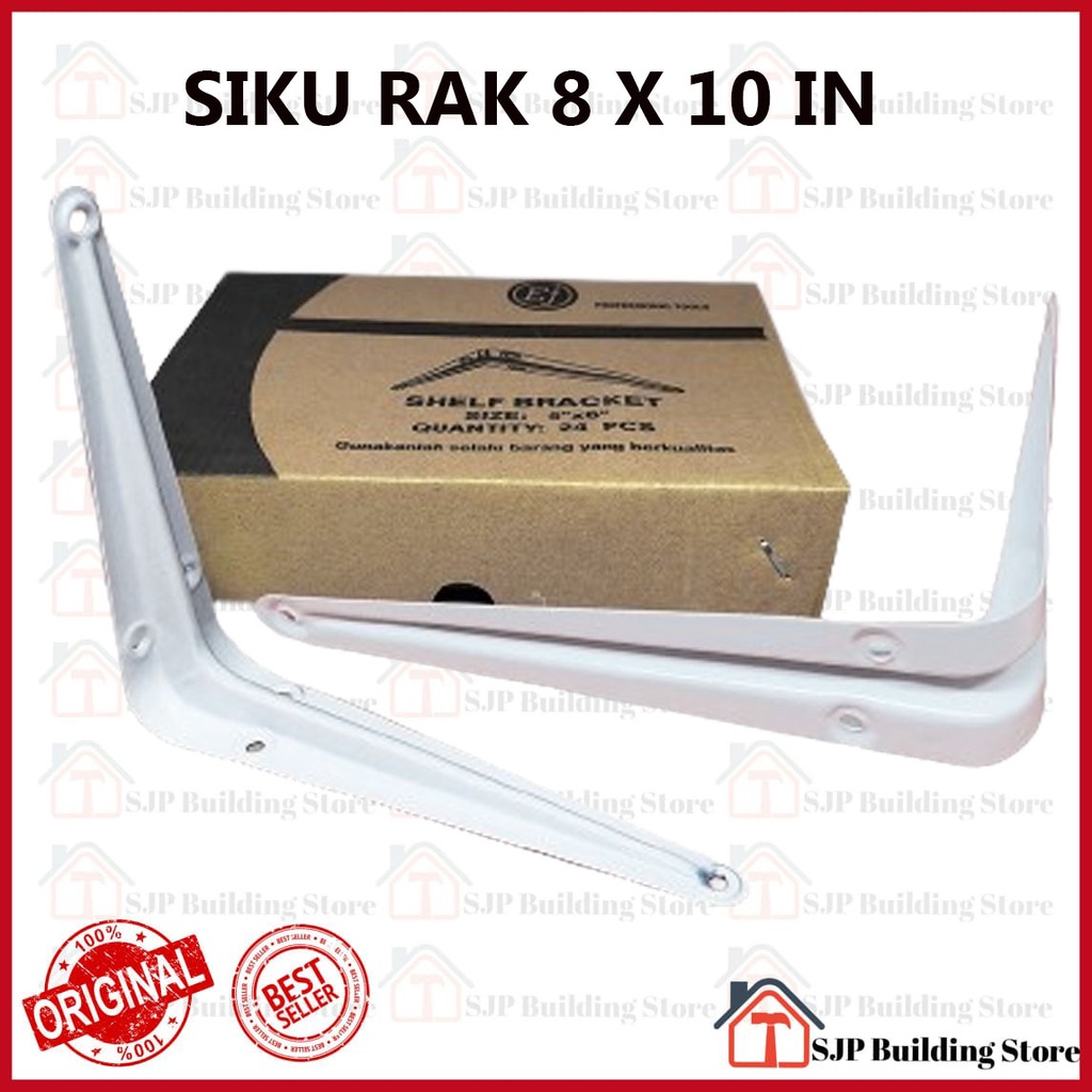 Siku Rak Besi L Putih Uk. 8x10 Inch l Shelf Bracket l Penyangga Ambalan 1 Pcs