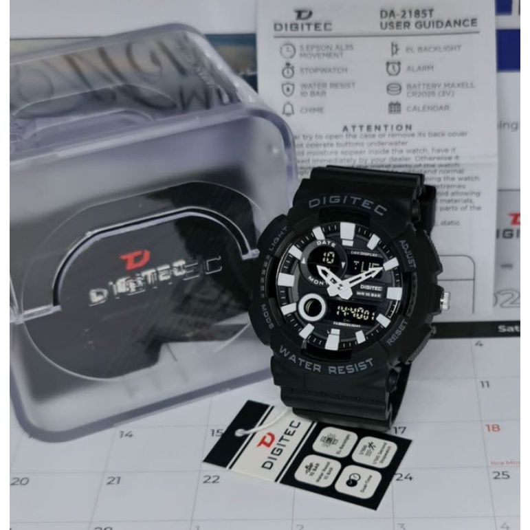 DG 2185 ORIGINAL WATERPROOF JAM TANGAN PRIA DUALTIME BISA COD