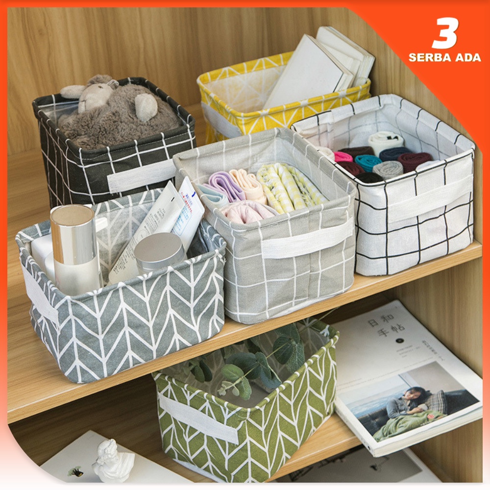 Storage Box Organizer Katun / Keranjang Lipat Serbaguna / Kotak Penyimpanan Serbaguna  / Tempat Penyimpanan Serbaguna / Storage box lipat / Wadah Penyimpanan