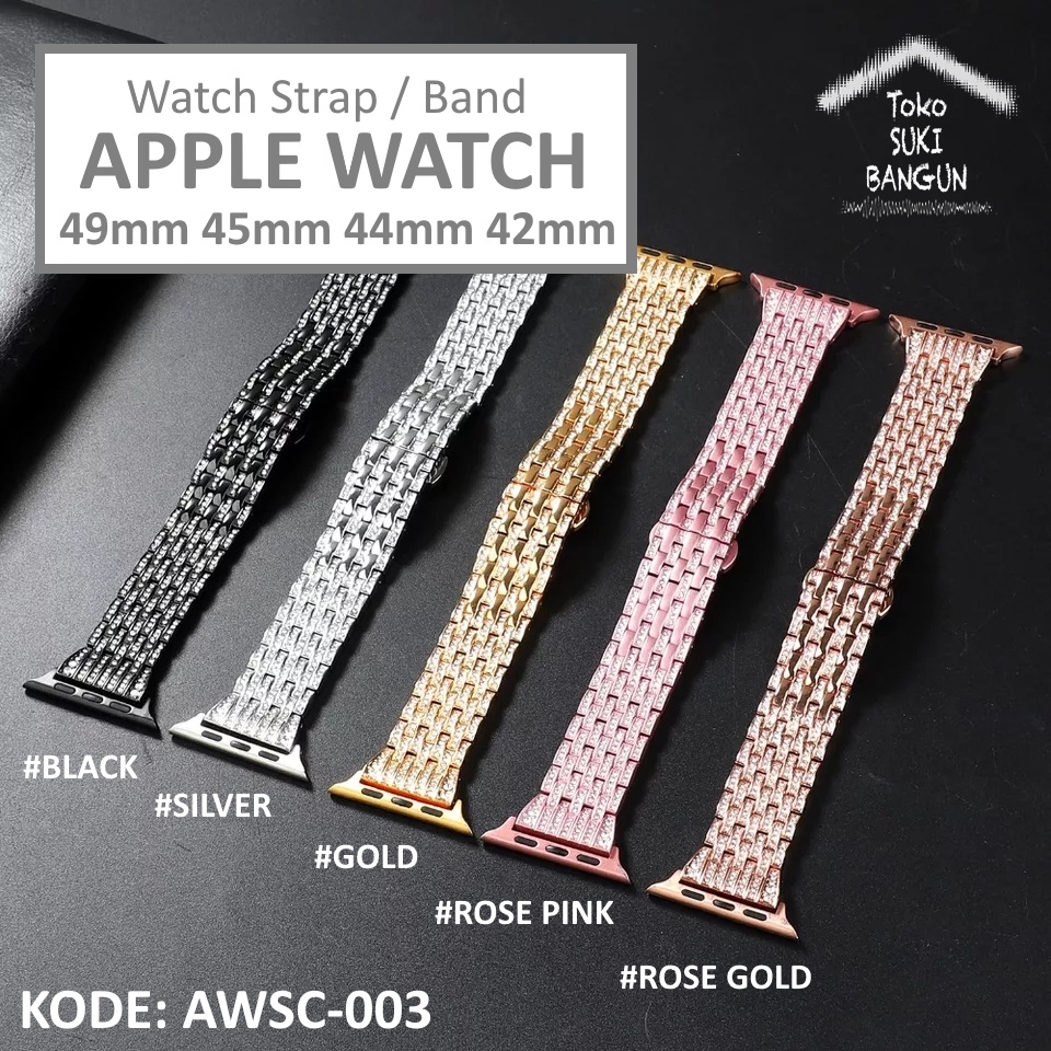 Strap Apple Watch Series Ultra 8 7 6 5 4 3 2 1 49mm 45mm 44mm 42mm TALI JAM Crystal PUSH BUTTON Band AWSC-003