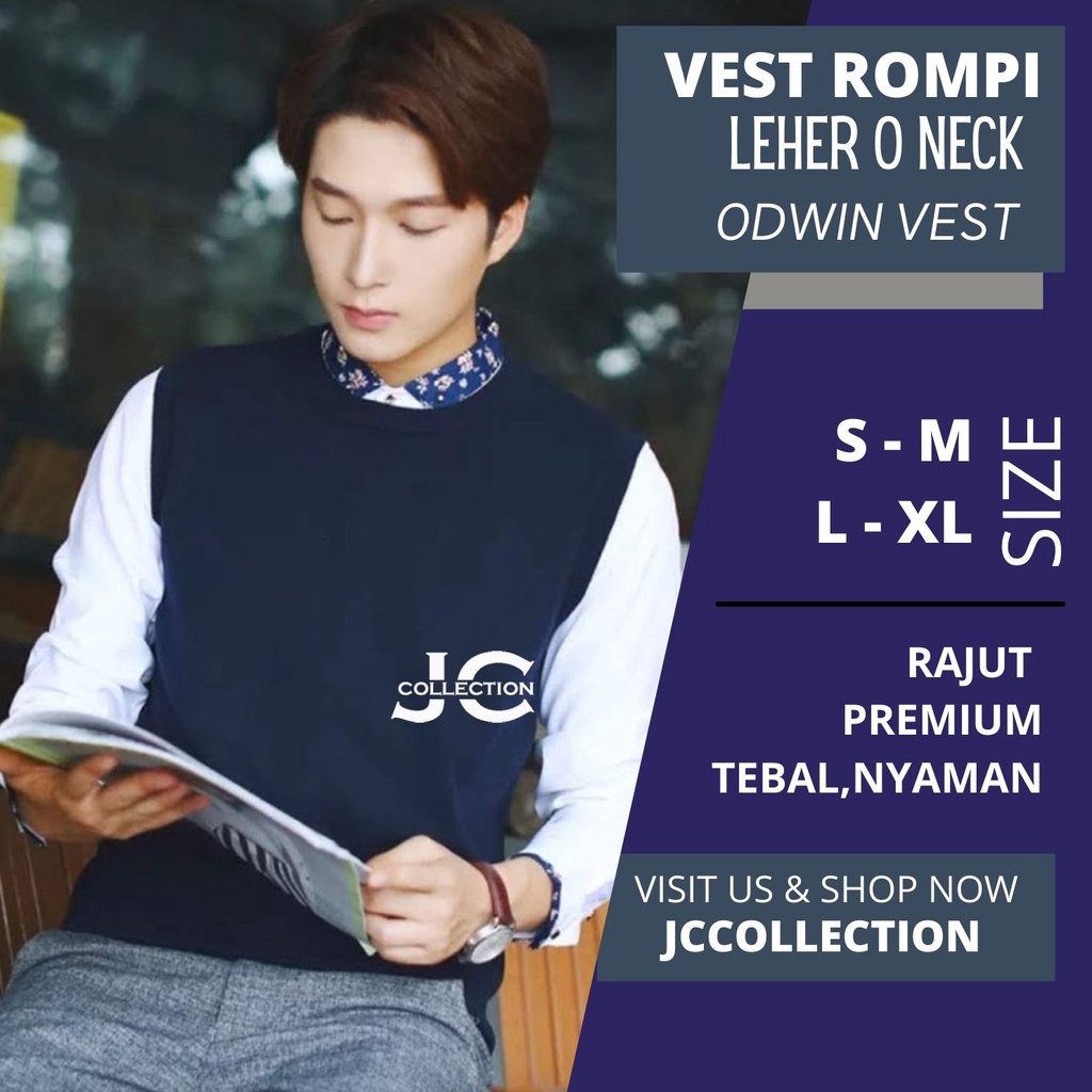 Rompi Vest Rajut Pria Korea Leher O - Odwin/ ONeck Vest Knitting - JCCOllections