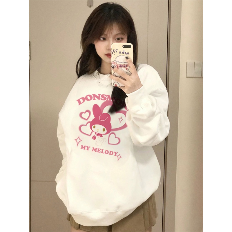 Sweater Oversize Pink Cartoon Unisex Sweater Oversize Korean Style