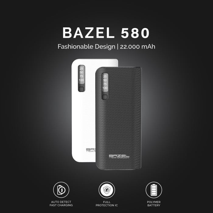 Bazel 580 Series Powerbank 22000 mAh Digital Display Small Power Bank Terbaik MURAH Best Seller Terb