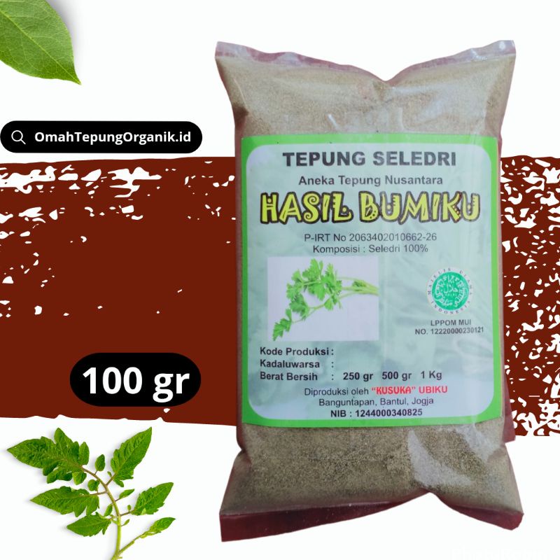 

Tepung Daun Seledri kemasan 100 gram/Celery Powder 100 gram/Celery Flour 100 gram/Bubuk Daun Seledri Organik kemasan 100 gram/bubuk seledri bahan MSG/Seledri bubuk kemasan 100 gram