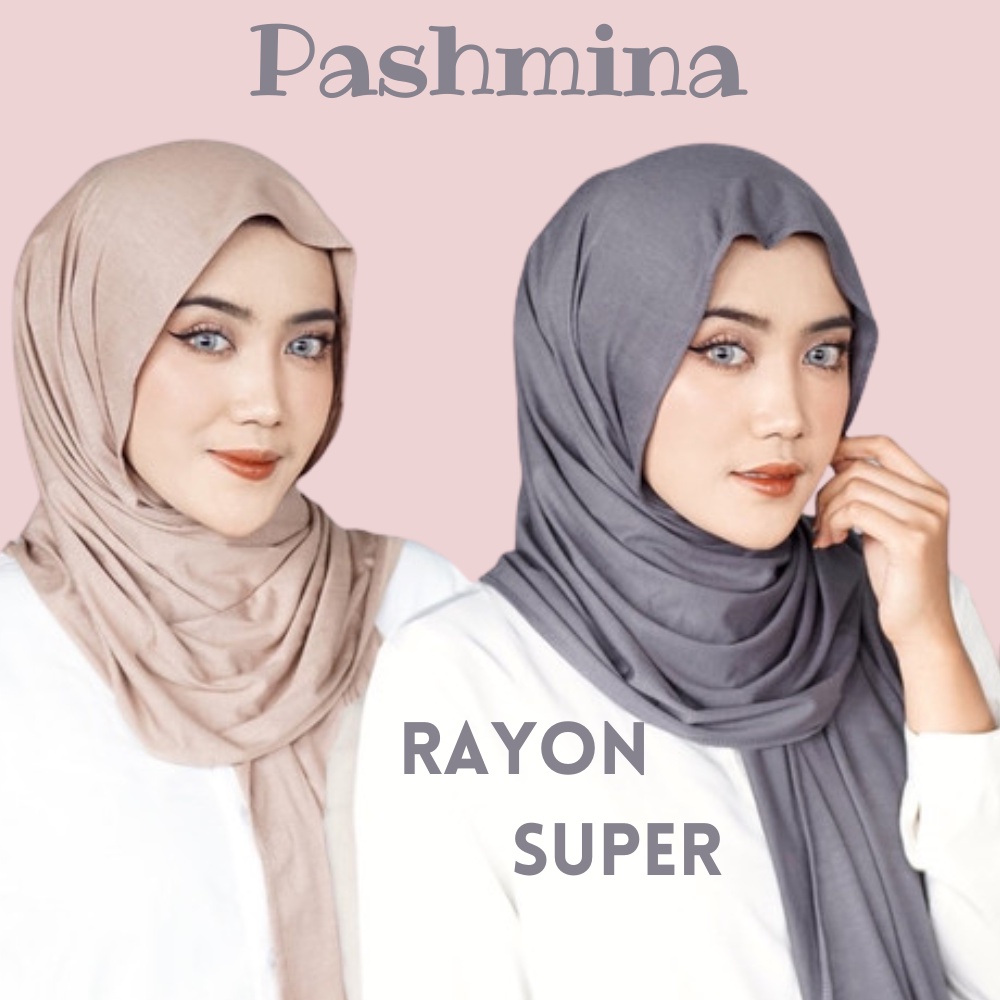 Hijab Pashmina Kaos Rayon Super Kerudung Shawl Panjang Polos