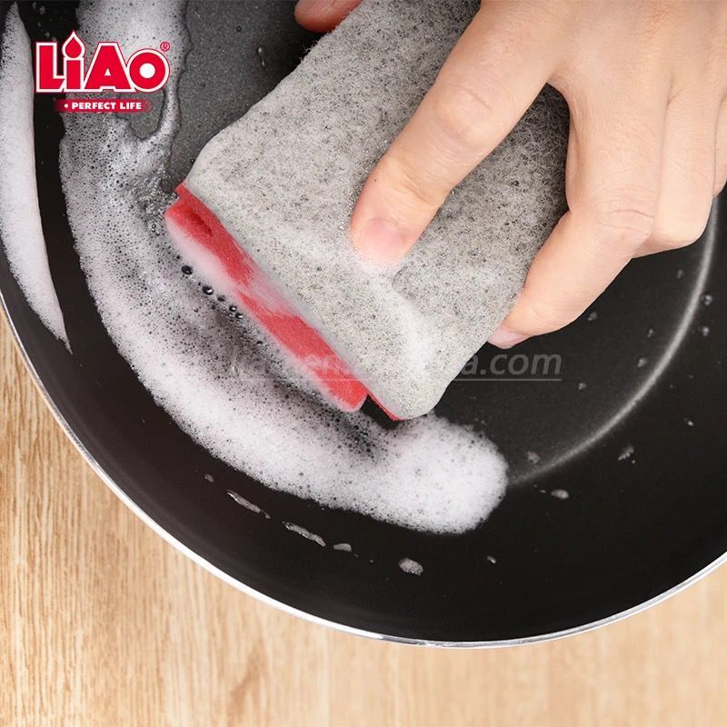 LIAO Spons Sabut Cuci Piring isi 3 pcs Anti Gores Sponge Serbaguna (H130030)