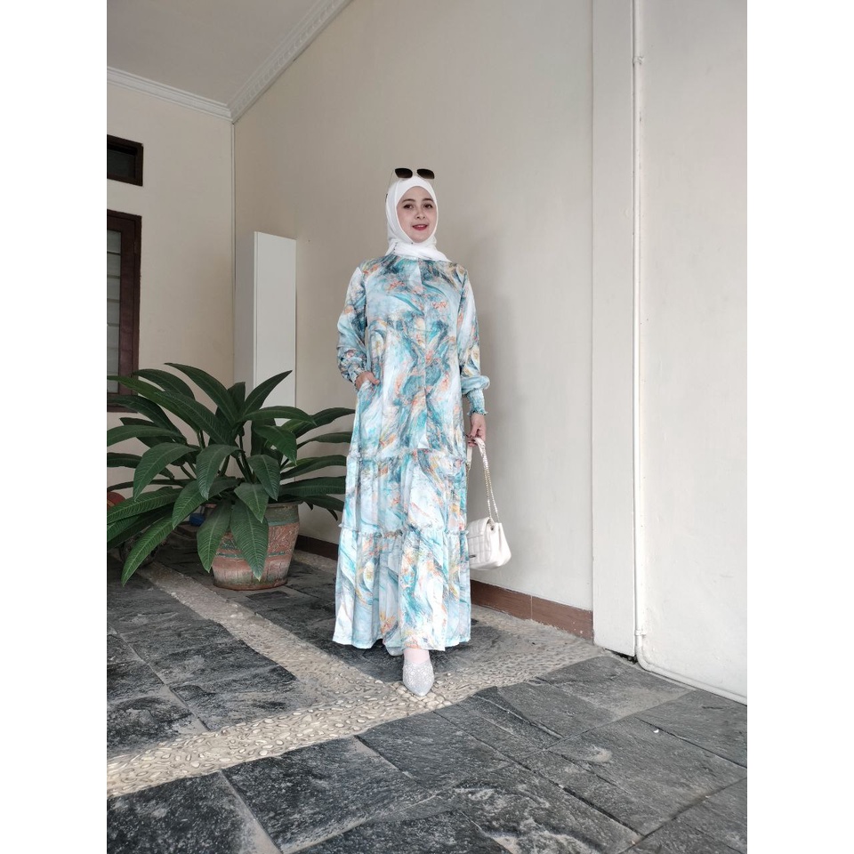 ELSANA Dress Wanita Terbaru Baju Muslim Kekinian Nuha Dress Ukuran Standar dan Jumbo