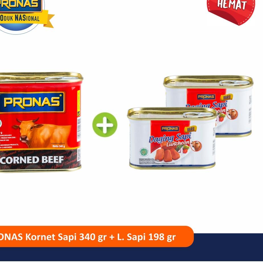 

➣ PRONAS Paket Exclusive Kornet Sapi 340 g dan Luncheon Sapi 198 g bundling 3 pcs ☇