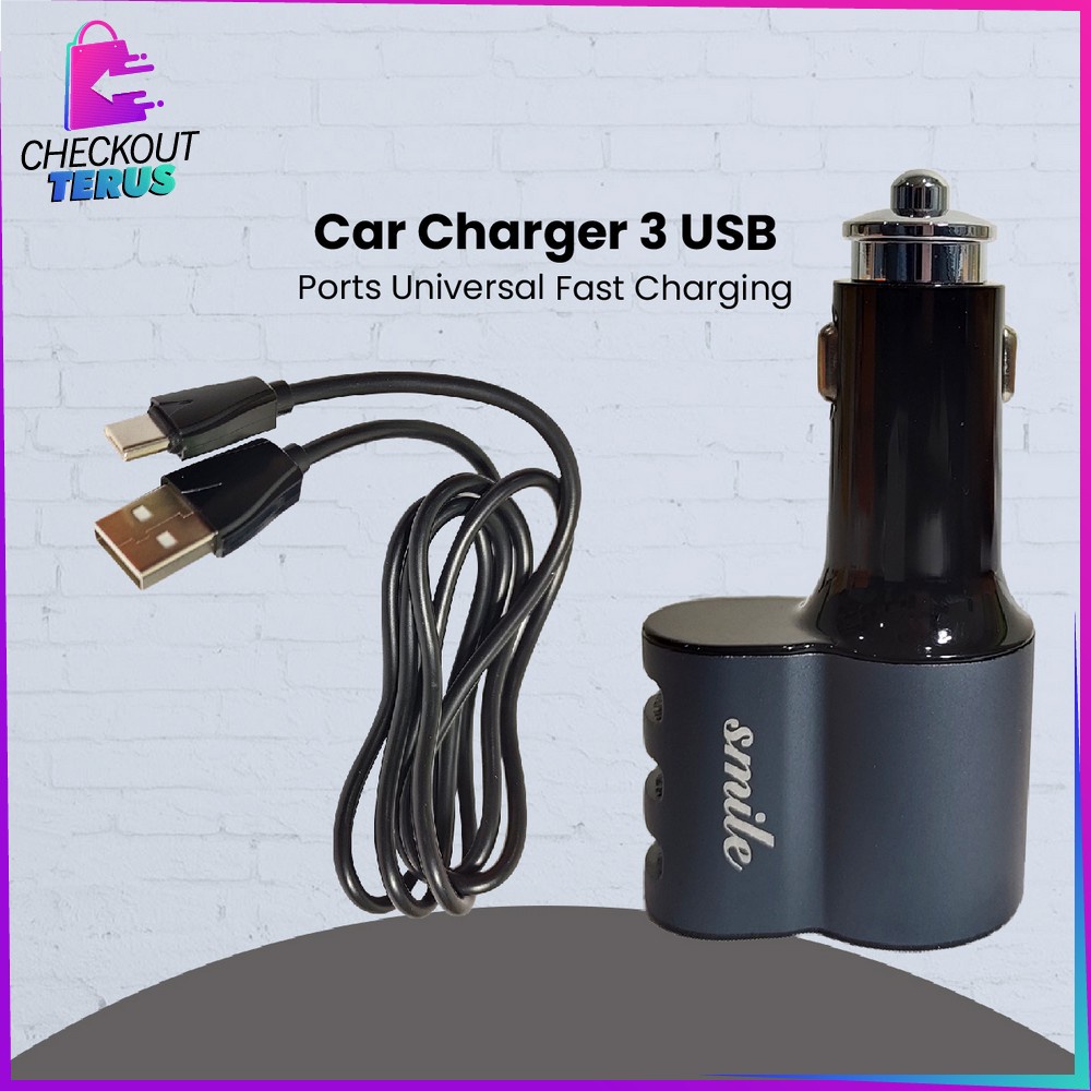 CT C821 Car Charger 3 USB Ports Universal Fast Charging Socket Adaptor Triple  Colokan Phone Mobil Portable